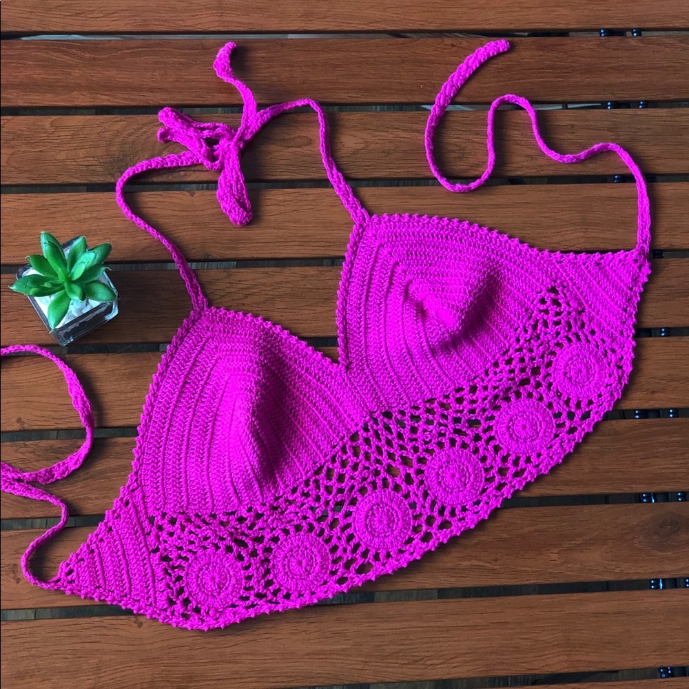 Pink crochet halter top